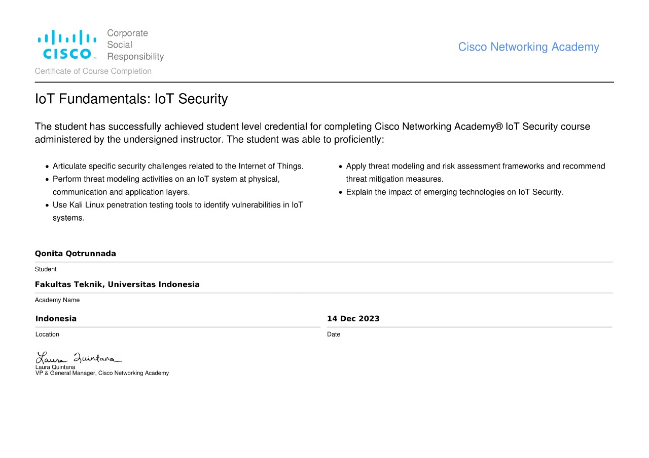 IoT Security Cisco Networking Academy Certification